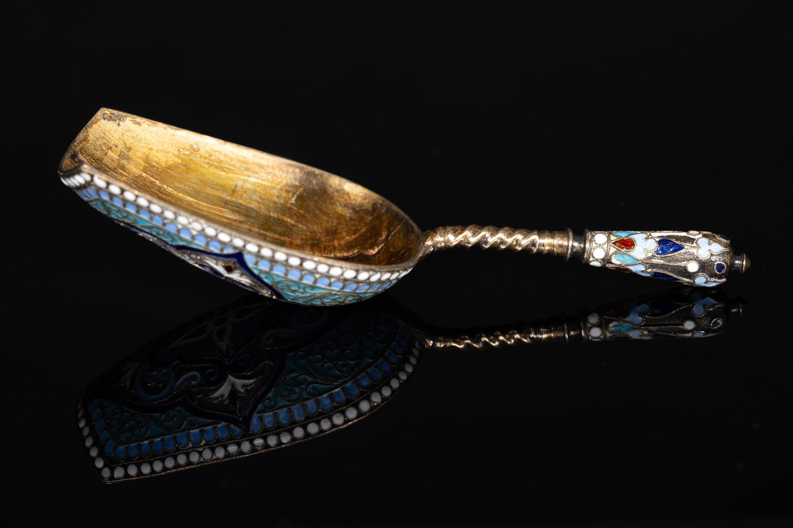 Gustav Klingert Zolotnik Russian 84 Silver & Enamel Sugar Spoon (1 of 3)