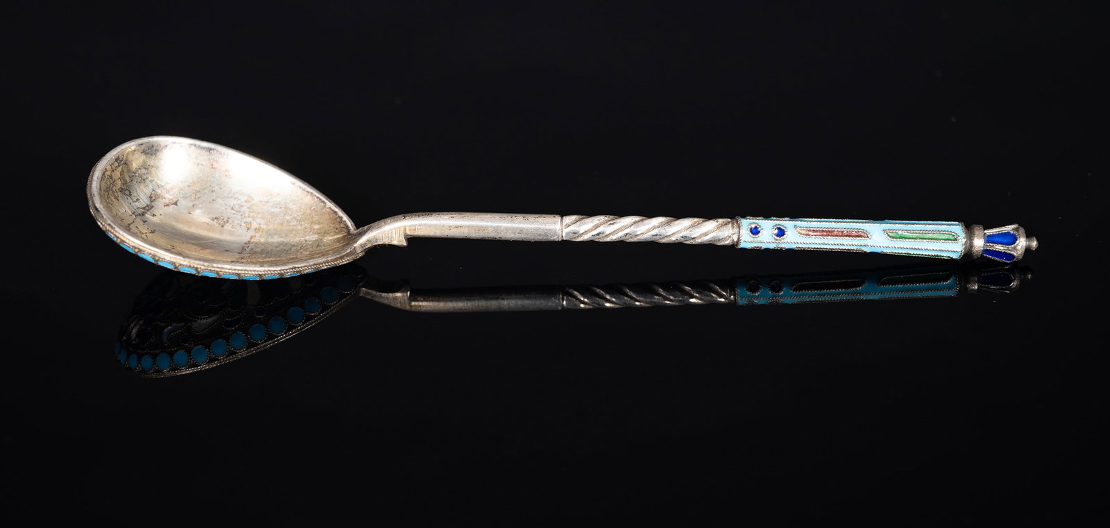 Russian 84 Zolotnik Silver & Enamel Spoon (1 of 4)