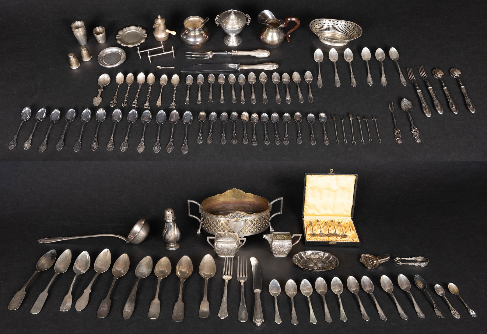 800 Continental Sterling Silver Tableware Lot German Hanau Italian Etc Over 3201 Gr 122Pcs: 800 Continental Sterling Silver Tableware Barware Table Bar Ware Collection German Hanau Italian Etc 123 Pieces Total Weight of 800 Silver ( Without Cutlery with Stainless Blade): 3201.1 Grams Lot Com