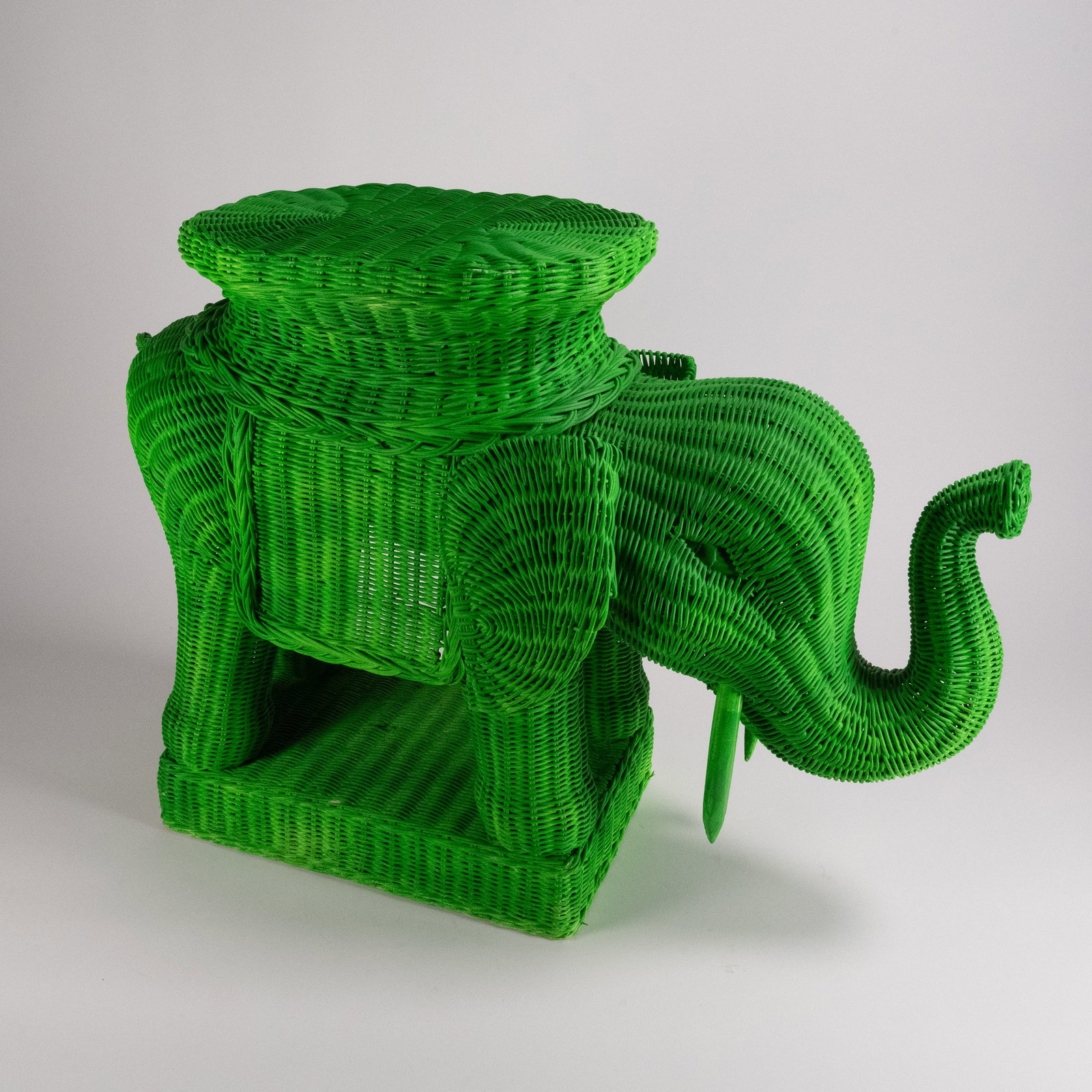 Whimsical Mid-Century Wicker Elephant (1 of 6)