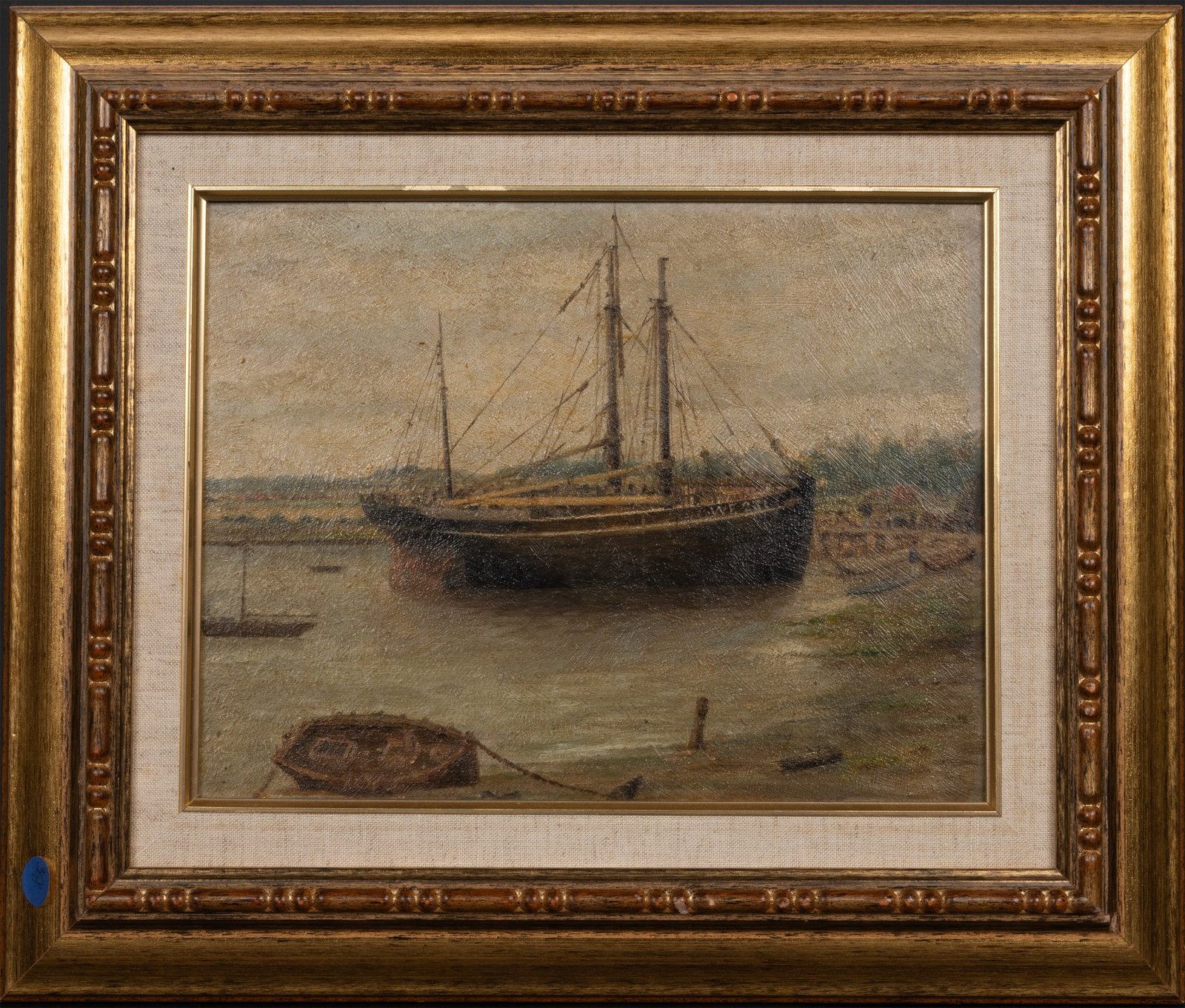 Dockside Harbor Scene Oil on Canvas (1 of 5)