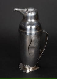 1936 Art Deco Napier Silver Plated Penguin Cocktail Shaker