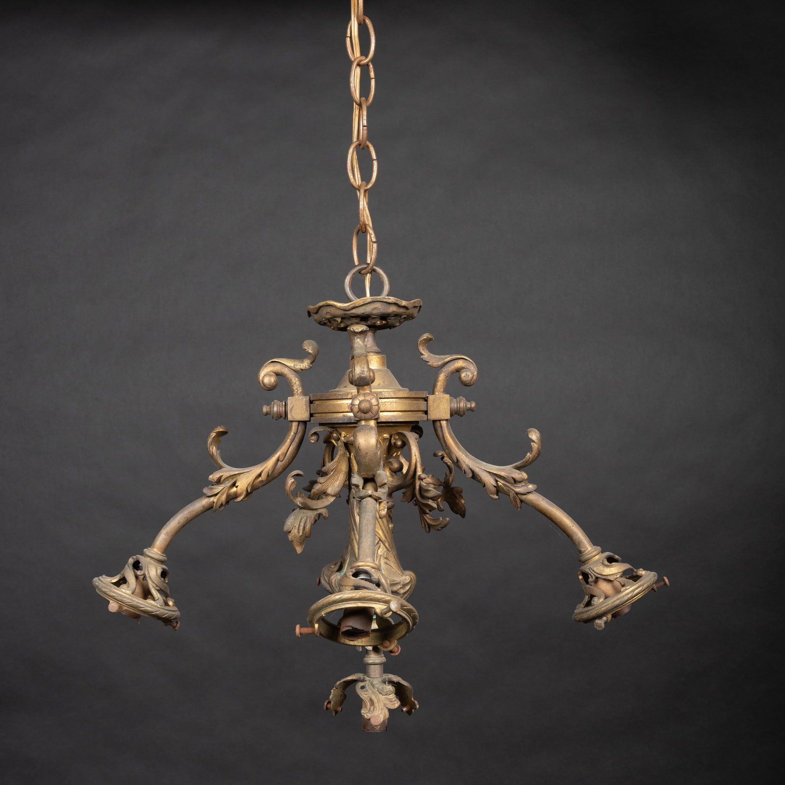 Early 20th c. Louis XVI Style Gilt Bronze 5 Arm Floral Chandelier (1 of 4)