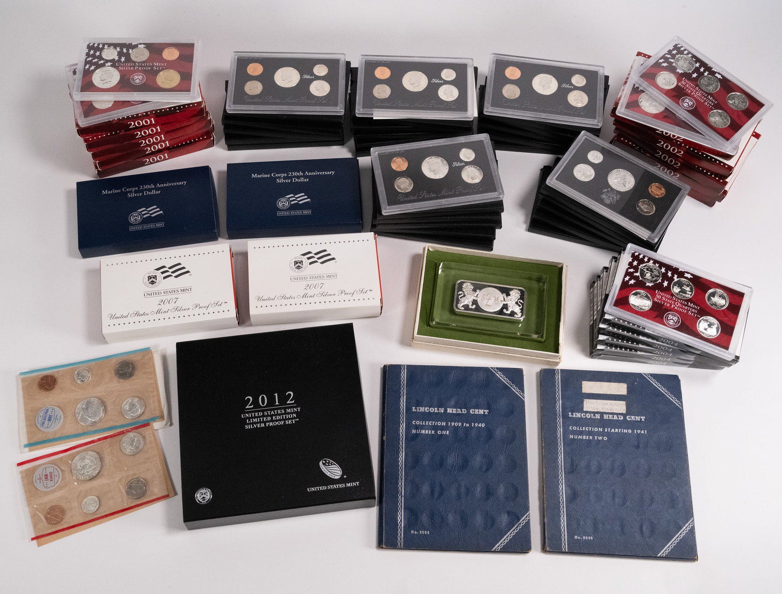 American Coins Collection Silver Uncirculated Etc Over 400 Coins: American Coins Collection Silver Uncirculated Over 400 Coins US Currency Including 5000 Grains Personal Ingot Franklin Mint US Mint Silver Coins and More Lot Comprising: 1x Personal Ingot 5000 Grains