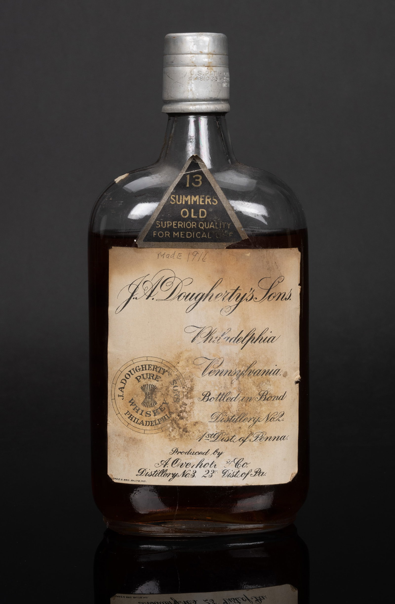 1916 J.A. Dougherty's & Sons Rye Whiskey Sealed Bottle (1 of 4)