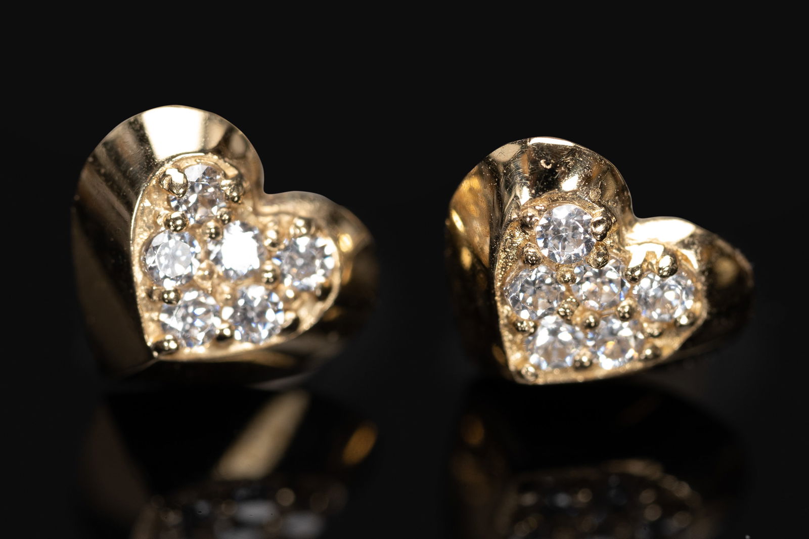 14k Gold White Stone Heart Earrings (1 of 1)