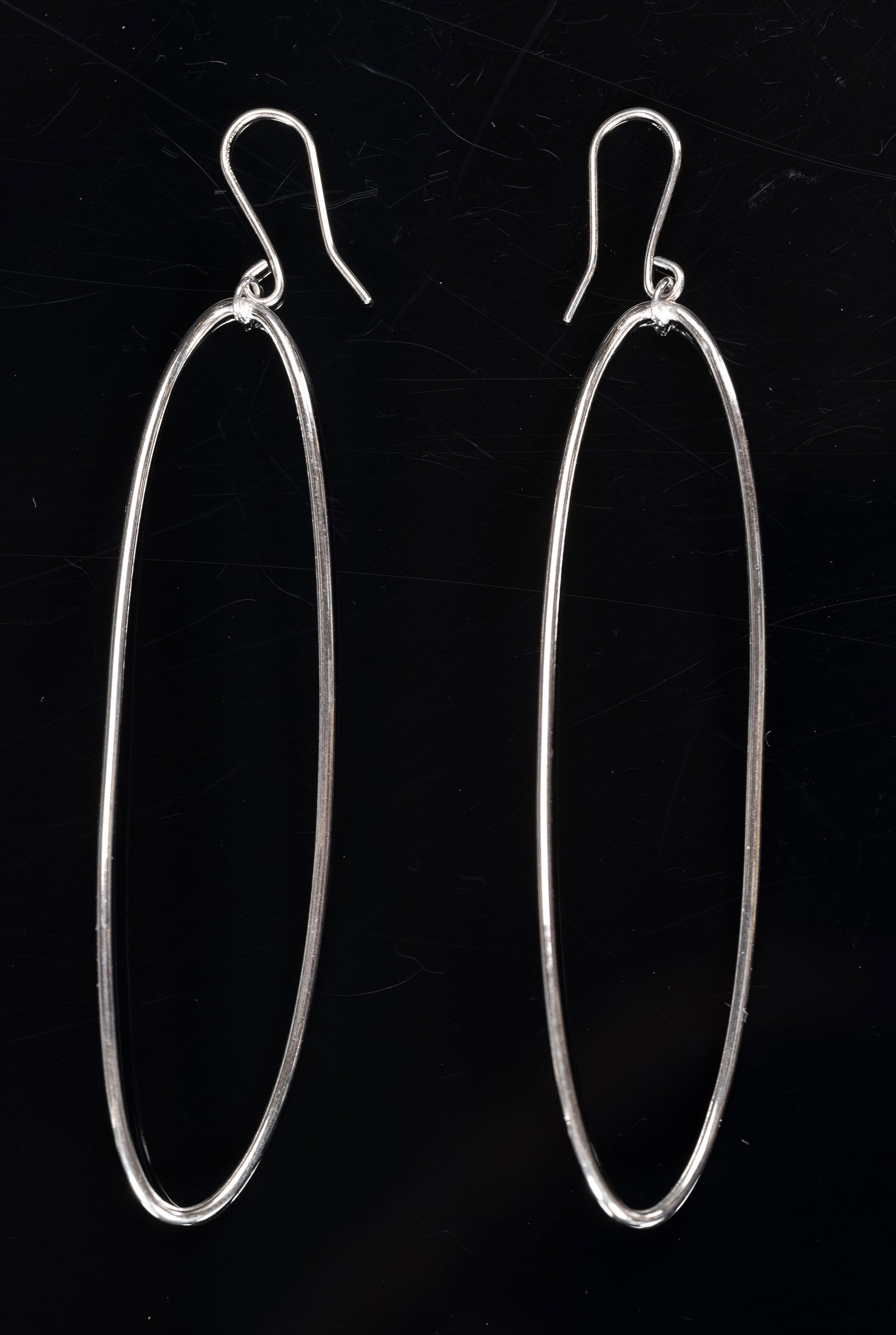 Modern 14K White Gold Hoop Earrings (1 of 4)