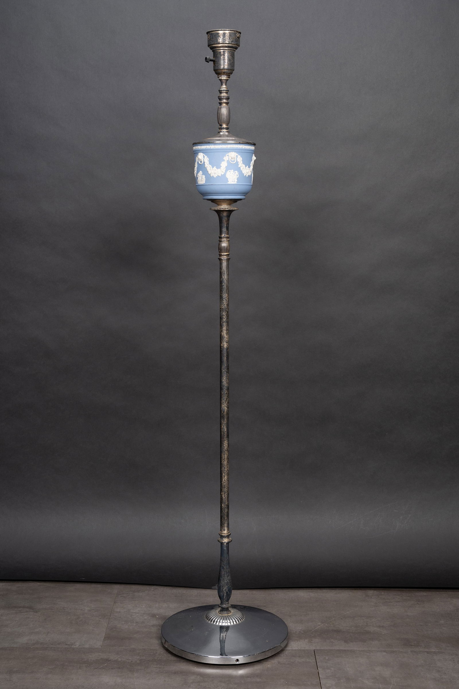 Art Deco Wedgwood Jasperware Torchiere Silver Floor Lamp (1 of 4)