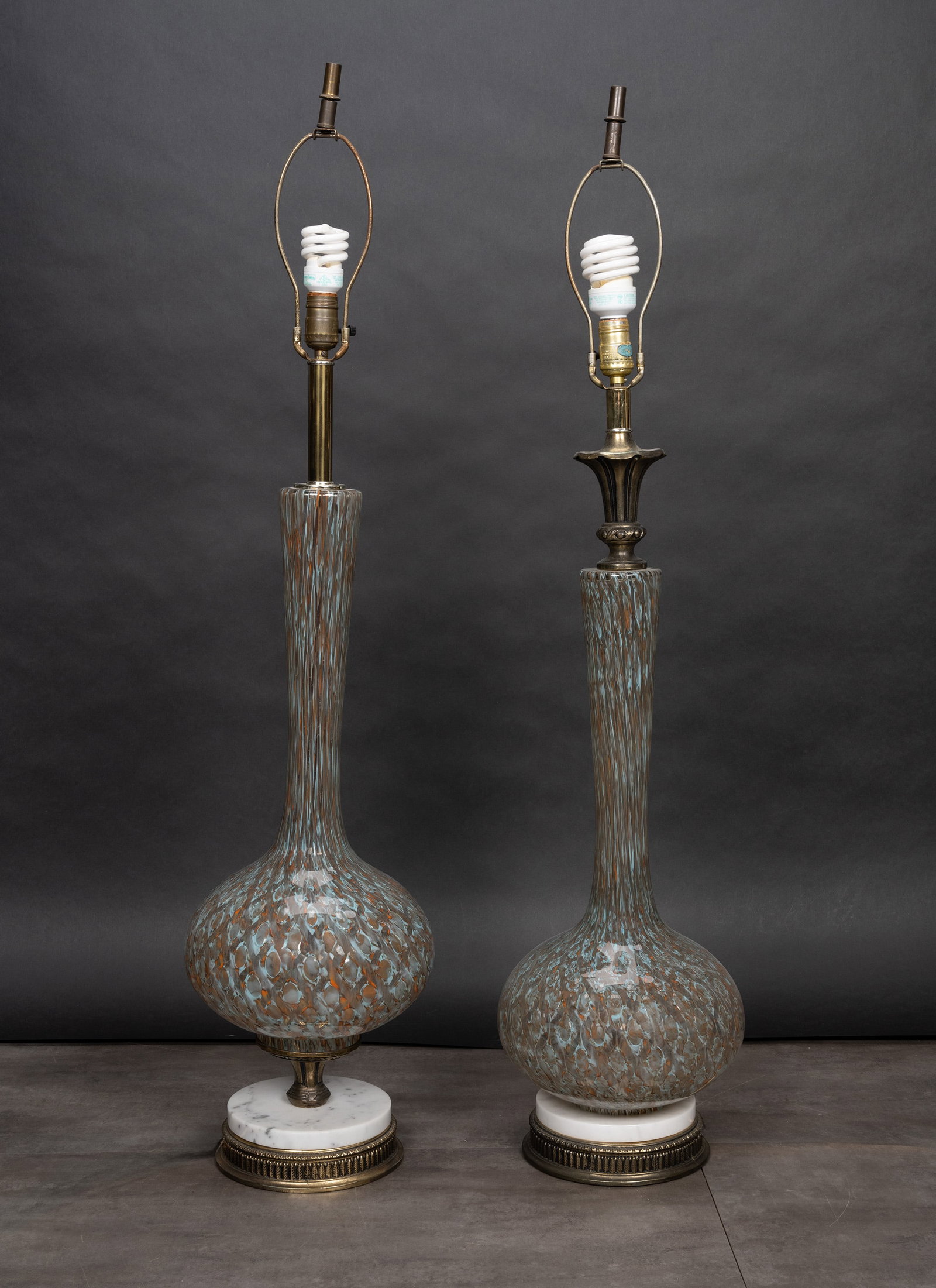 Italian Murano Blown Glass Boudoir Lamp Pr (1 of 9)