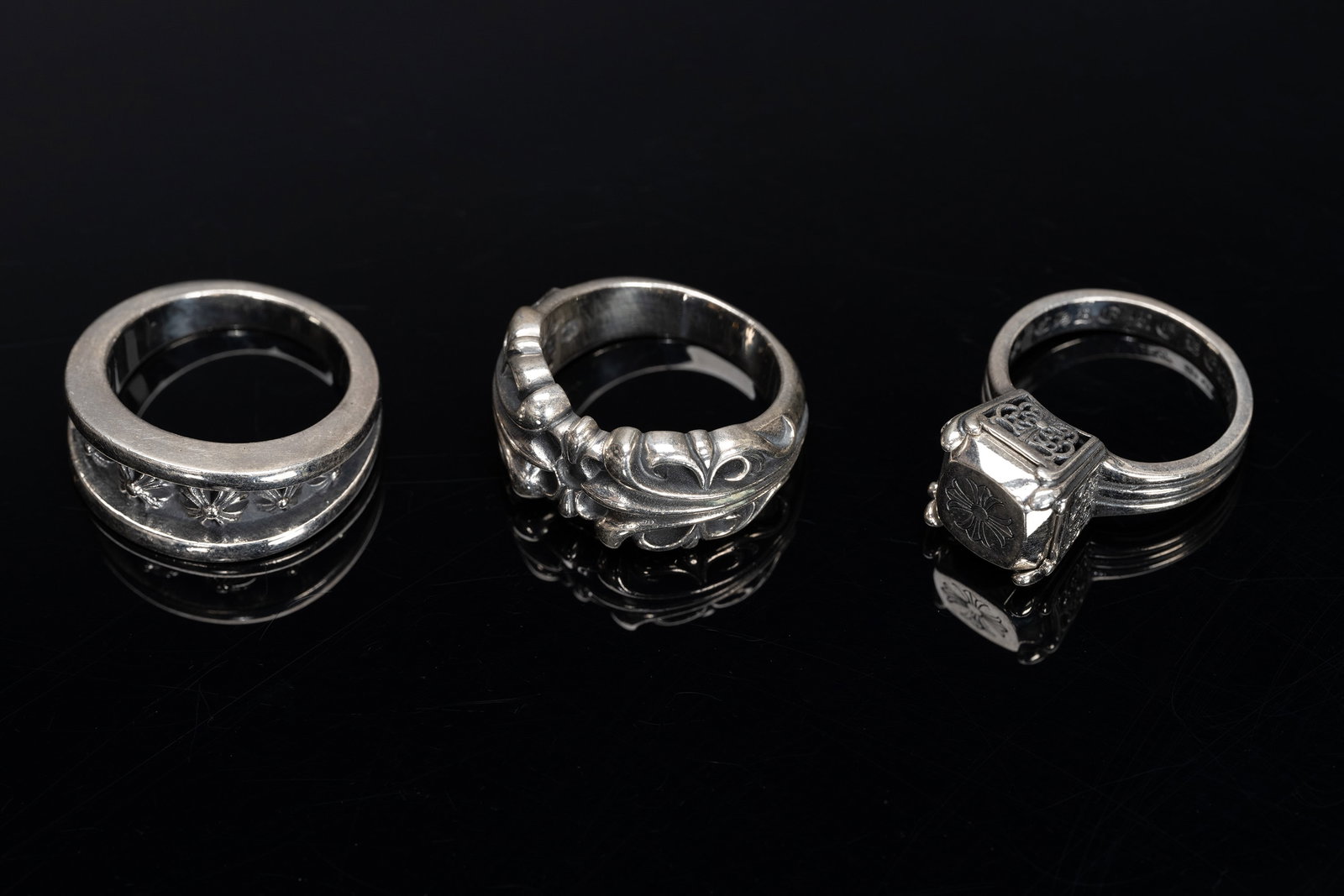 Chrome Hearts Sterling Silver Ring Collection 3Pcs (1 of 13)