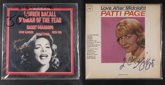 Patti Page & Lauren Bacall Autographed Albums