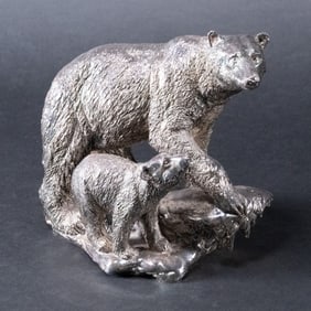Sterling Silver Polar Bear Sculpture Auro Belcari (Italian, 20th C.)