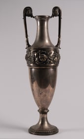 Continental Silver Amphora Double Handled Vase