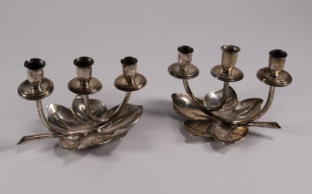 Sterling Silver 3-Arm Candle Holder Pr. Industria Peruana