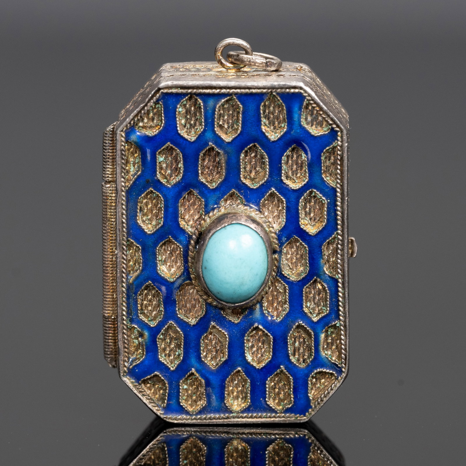 19th C. Turquoise Silver Vinaigrette Box (1 of 3)