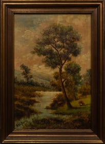 Early 20th c. Landscape Oil Signed illegible
