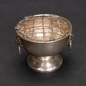 19th C. English Sterling Silver Diminutive Monteith w/ Flower Frog