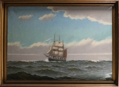 Otto Palmer ( Denmark 19th-20th C.) Nautical Seascape