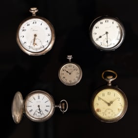 Pocket Watch Lot Sterling 800 Waltham Avance Retard 5Pcs