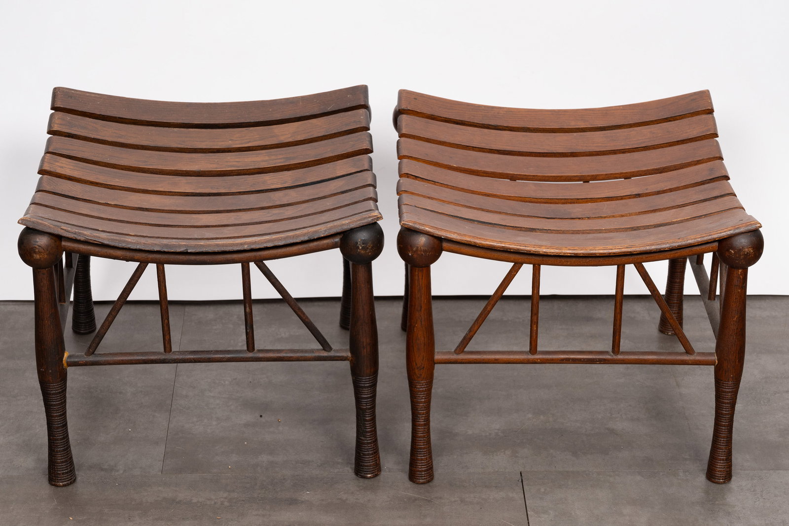 19th c Egyptian Revival Oak Wood Thebes Stool (1 of 4)