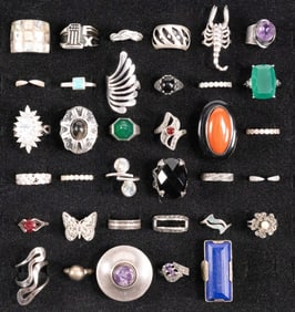 Lg Vintage Sterling Silver Ring Collection