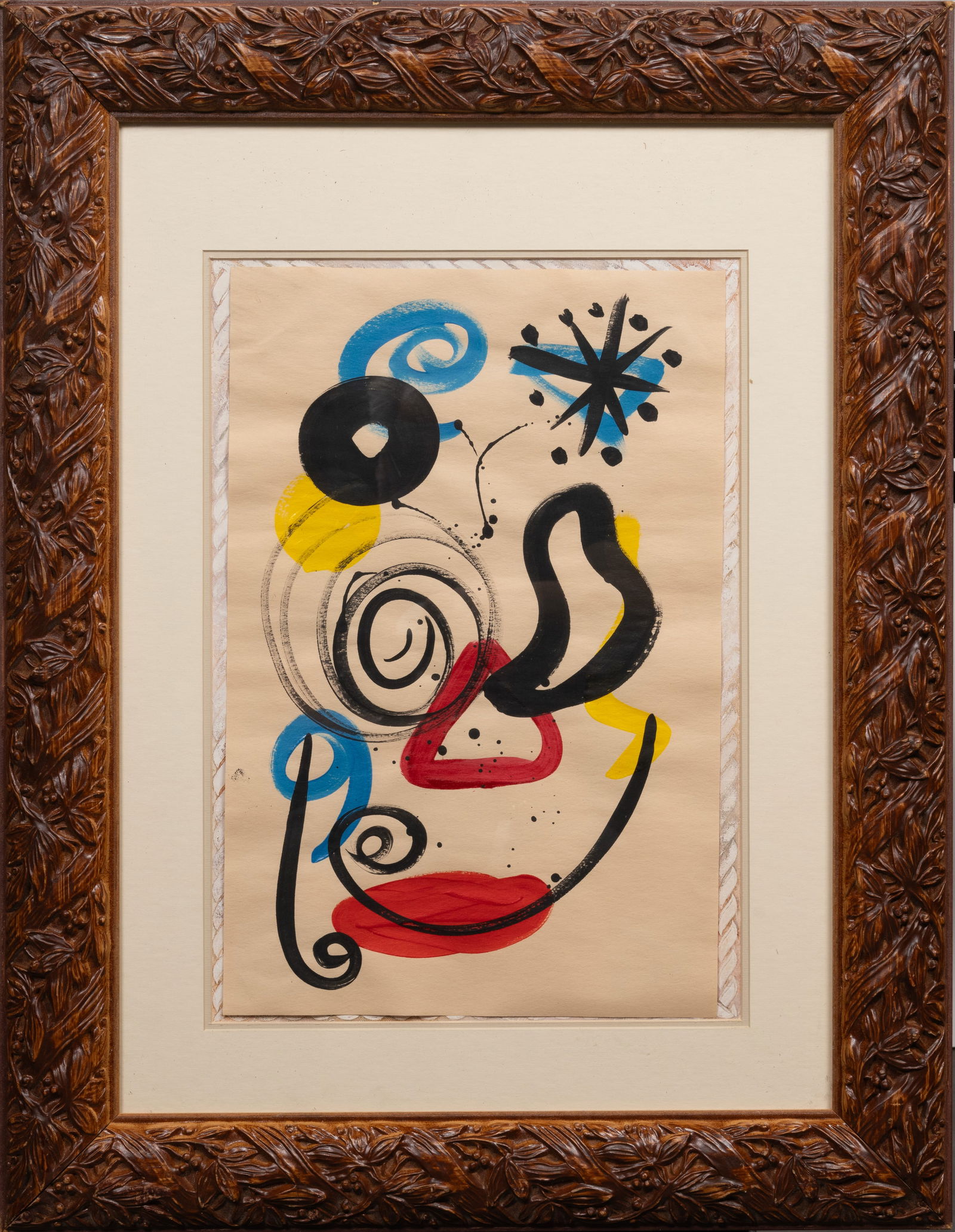 Peter Robert Keil (German 1942-) Oil Abstract Painting Joan Miro Style (1 of 3)