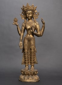 Chinese Tibetan Buddhist Gilt Bronze Tara Sculpture