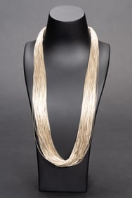 Native American Navajo 100 Strand Liquid Sterling Silver Necklace