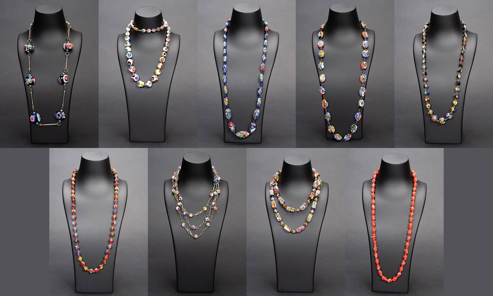 Venetian Millefiori Murano Knotted Bead Art Glass Necklace Collection (1 of 19)
