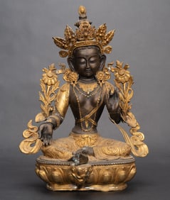 Chinese Tibetan Buddhist Gilt Bronze Tara Statue