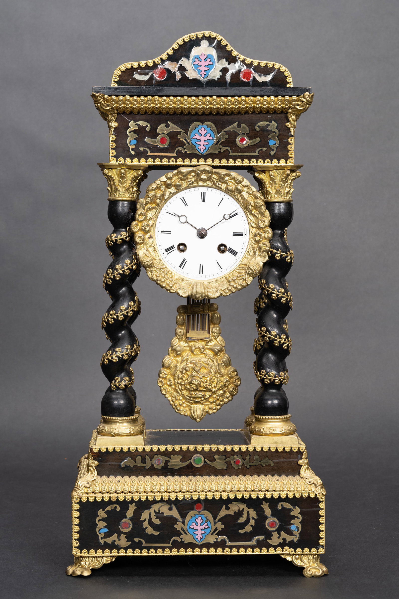 19th C French Napoleon III Period Ebonized Portico Clock By Japy Freres (1 of 7)