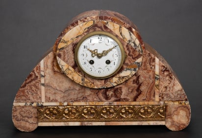 French Societe Clusienne Art Deco Onyx Mantel Clock