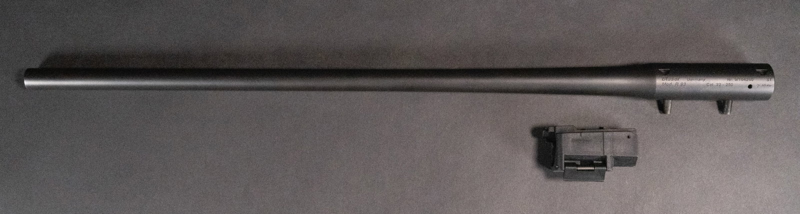 Blaser R-93 Barrel .22-250: Blaser R93 Straight Pull Bolt Action Precision Rifle 7MM Barrel Cal. 22-250 Nr: 9/104260 Rifle Barrel Twist:1:14 Full Length - 22.7" (580mm) #24 S 13060 Produced 1993?2017 Germany Minimal if any signs