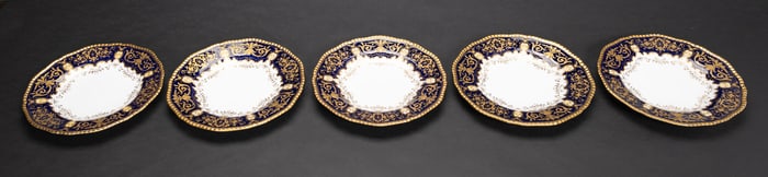 Coalport for Tiffany Gilt Porcelain Dinner Plate Set