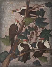 Indonesian "Bali Audbon" Birds Oil on Canvas Signed
