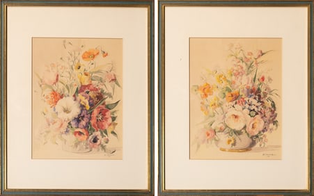 Beatrice Leonard ( America NYC 1889-1964) Floral Still Life Watercolor Pr.