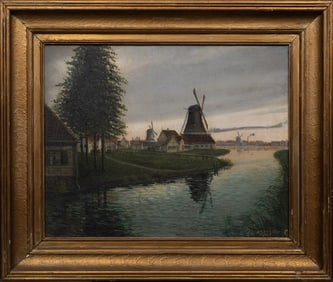 Dutch Oil on Canvas Signed illegible Dated 1913