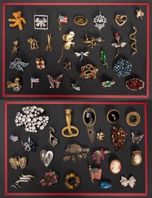 Vintage Costume Jewelry Brooch Collection Signed Over 50 Items