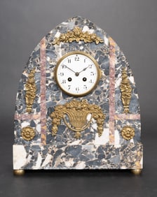 French Art Deco Marble Mantel Clock