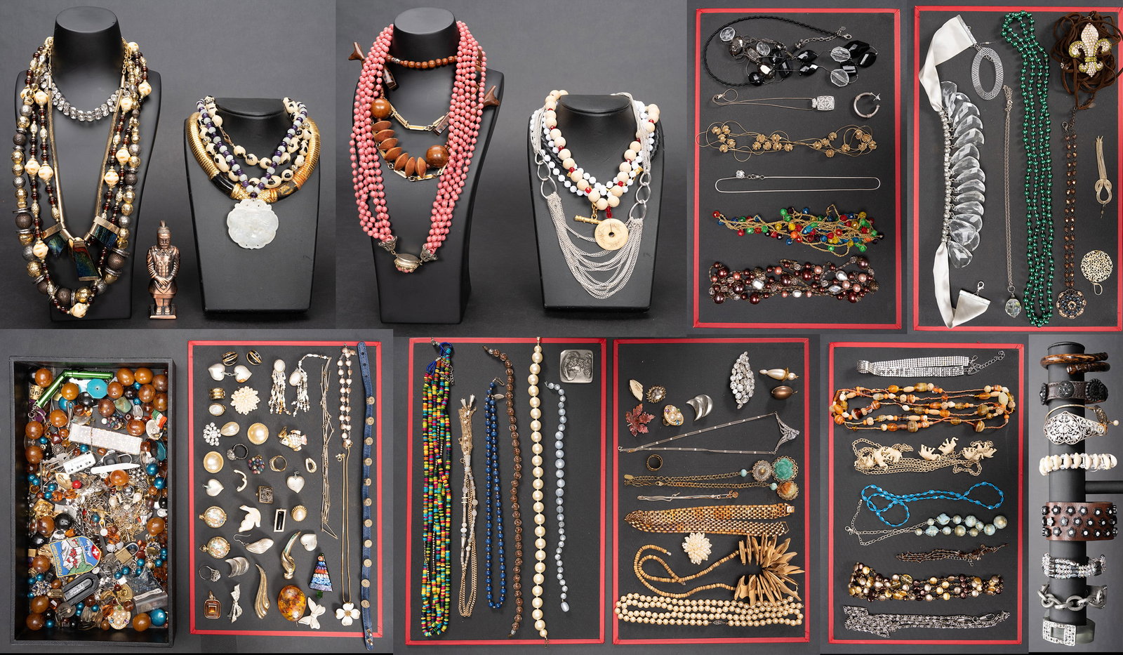 Unsearched Costume Jewelry Lot: Large Costume Jewelry Unsearched Lot May Comprising Necklaces Bracelets Bangles Rings Pins Brooches Earrings Cufflinks etc Some Items May Need Repair While Some Will Not We Cannot Answer Questions Per