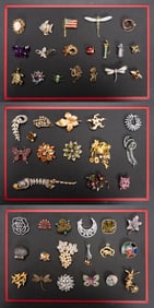 Vintage Costume Jewelry Brooch Collection Signed Over 50 Items