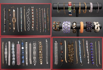 Vintage Costume Jewelry Rhinestone Bracelet Collection