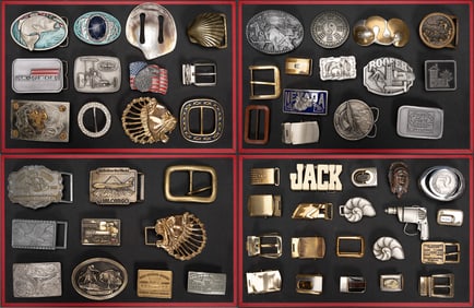 Large Vintage Belt Buckle Collection Lot
