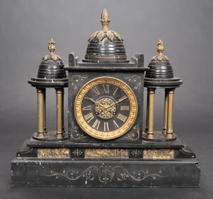 French Empire Marble Bronze Mantel Clock