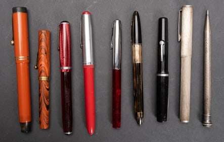 Fountain Pen & Dance Card Pen Lot 14K Gold Sterling Silver