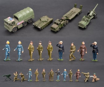 Vinatge Dinky Tank Carrier and Soldiers