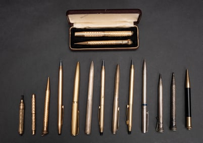 14 Sterling Silver & Gold Filled Pens Pencils