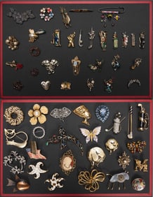 Vintage Costume Jewelry Brooch Collection Signed Over 50 Items