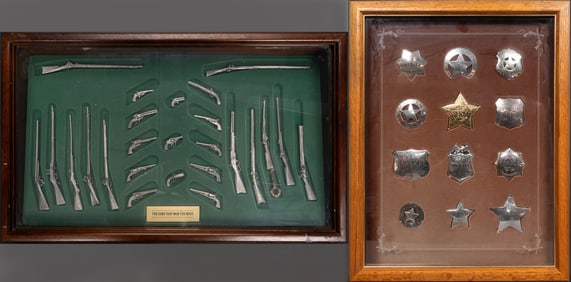 Franklin Mint 12 Sterling Silver Western Lawmen Badges & Guns that Won The West