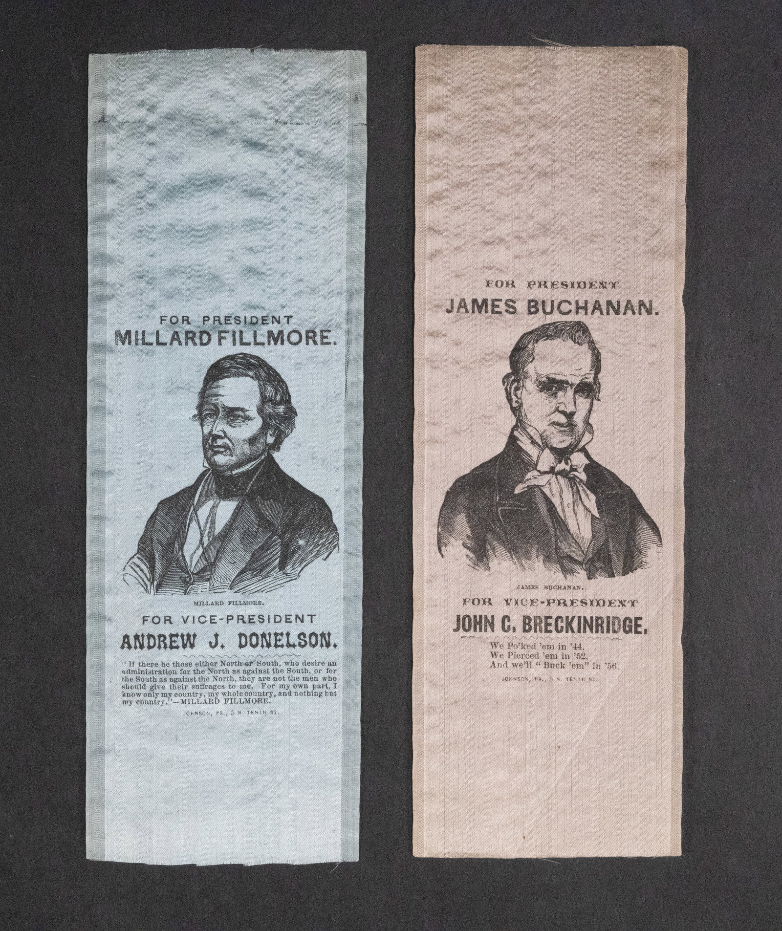 James Buchanan & Millard Fillmore Silk Campaign Ribbons (1 of 3)